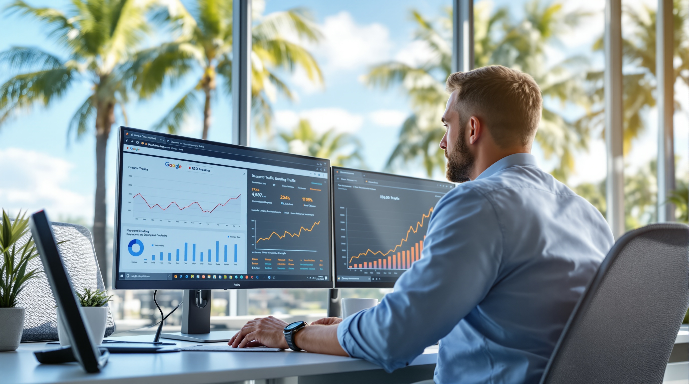 SEO services for businesses — reviewing search rankings and organic traffic